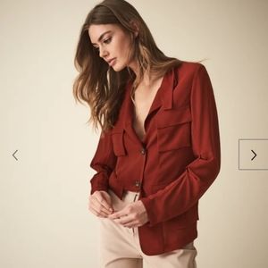 Reiss utility rust red blouse, size 4 or small